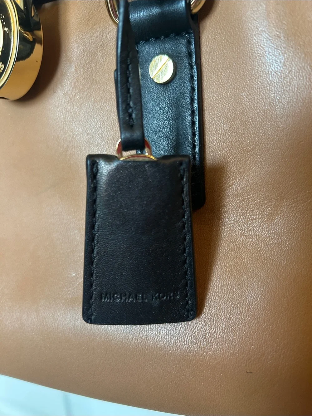 Michael Kors Black and Brown Leather Chain-Accent Satchel